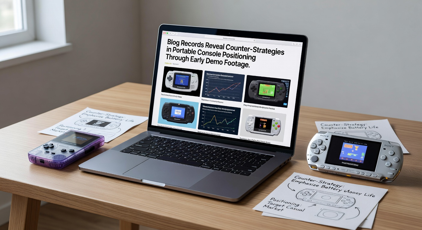 Archival screenshots from early gaming blogs displaying demo footage comparisons between portable consoles