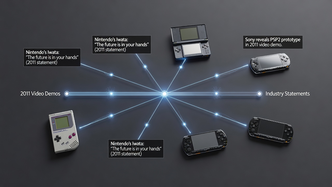 Archival 2011 video demonstration footage showing early handheld console gameplay mechanics and interface elements