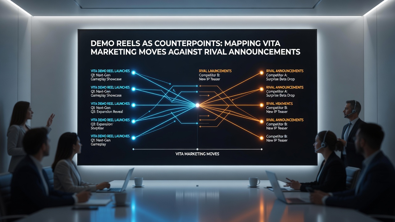 Comparison of demo reel segments highlighting Vita hardware features during the 2011 handheld market positioning phase