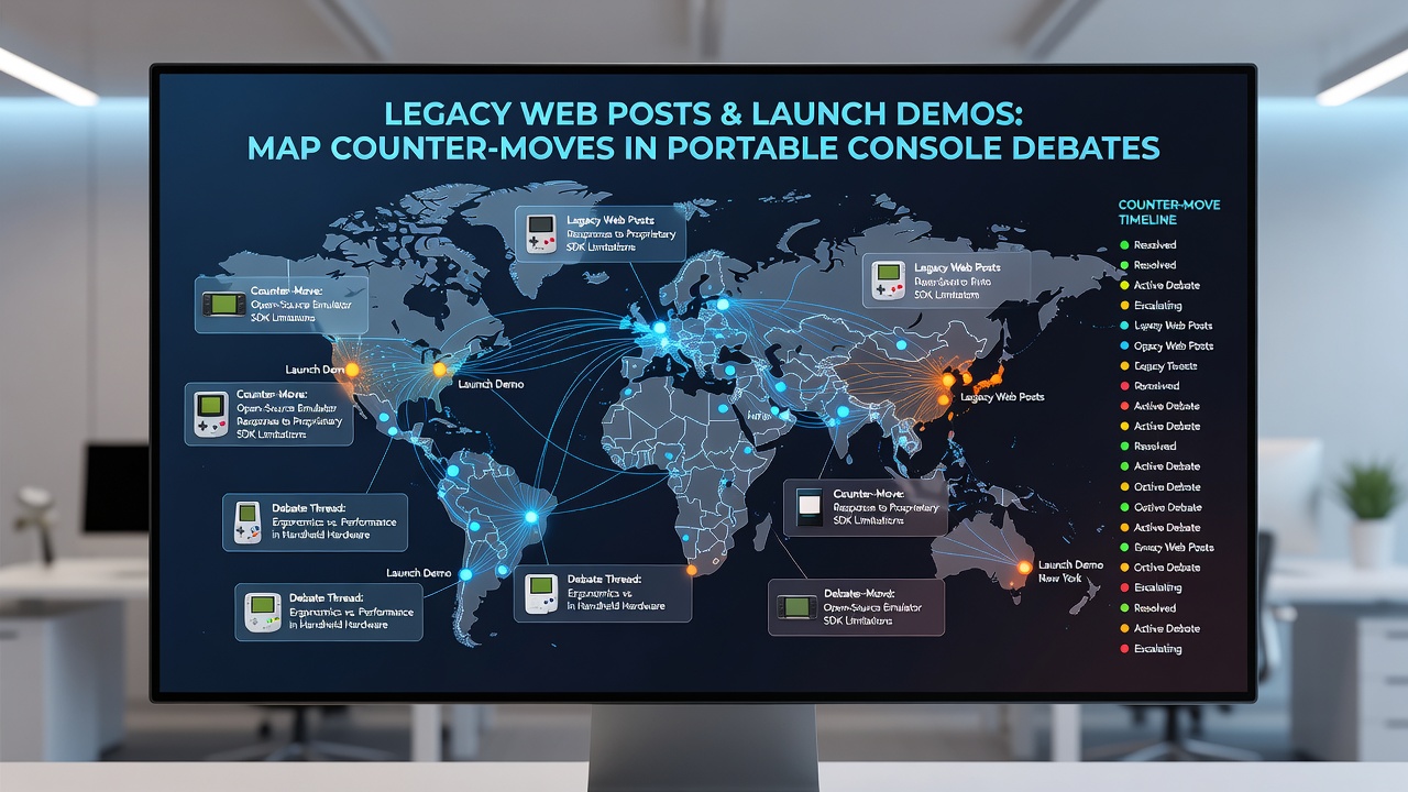 Side-by-side comparison of portable console demo interfaces highlighting strategic feature showcases from historical launches