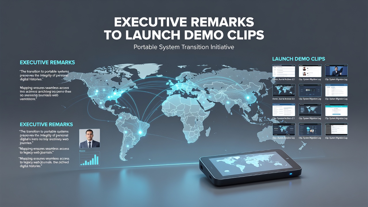Screenshot collage showing executive quotes from 2011 paired with corresponding launch demo clips from preserved blog archives