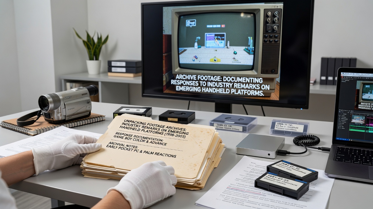 Archival footage clips showing industry executives discussing handheld platform strategies in 2011